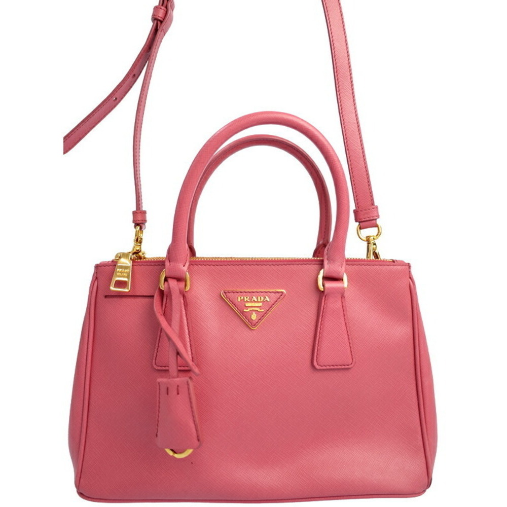 Prada Saffiano Lux Galleria Double Zip Tote pink